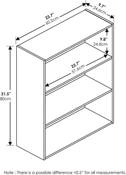 Furinno 3-Tier Bookcase and Shelf Storage Bundle - Blackwood & Americano Finish Options