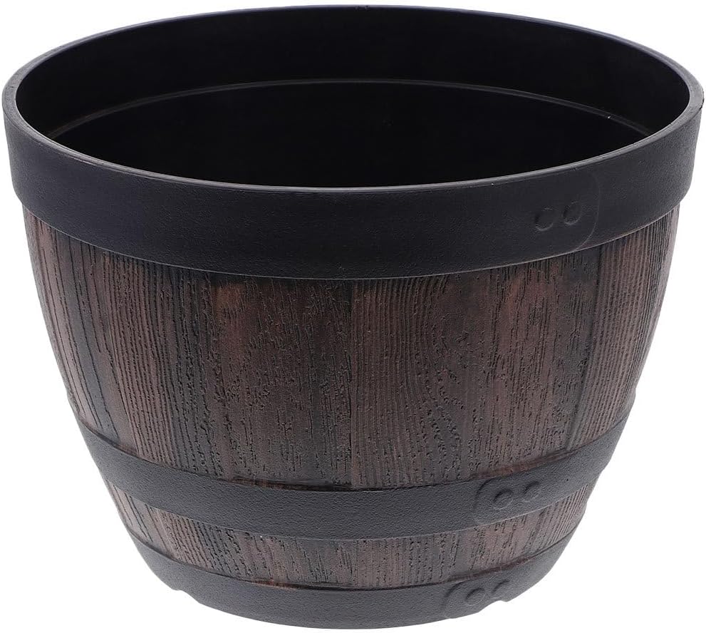 Yardwe Flowerpot Whisky Barrel Planter, Aesthetic Room Decor Planter Barrels, Garden Flower Planter Succulent Pot