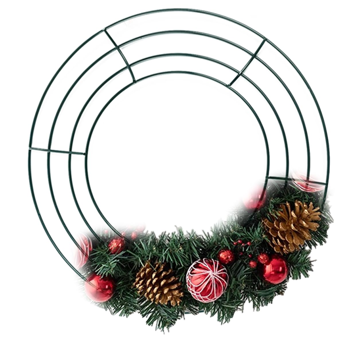 TIHOOD 6PCS 10” Wire Wreath Frame Round Metal Wreath Form for Crafts & Floral Decorations on Weddings Christmas Home Party Celebrations, Dark Green