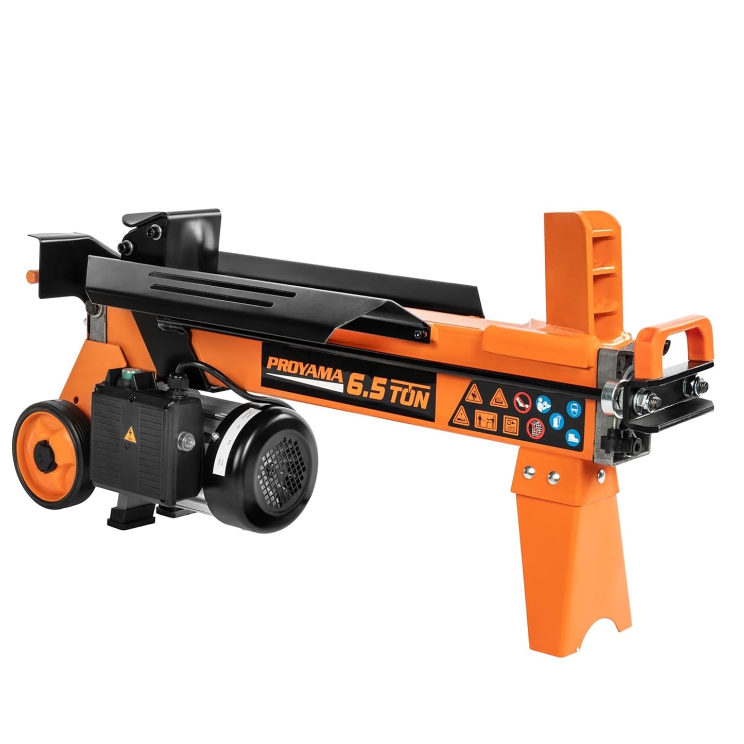 PROYAMA Log Splitter 6.5 Ton, Wood Splitter Electric Powered 15Amp, with Hydraulic Ram, Electric Firewood Splitting Machine, Horizontal