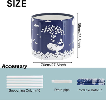 27inch) STARBRILLIANT Portable Foldable Bathtub, Collapsible Adult Travel Bath Tub for Camping, Home & Spa