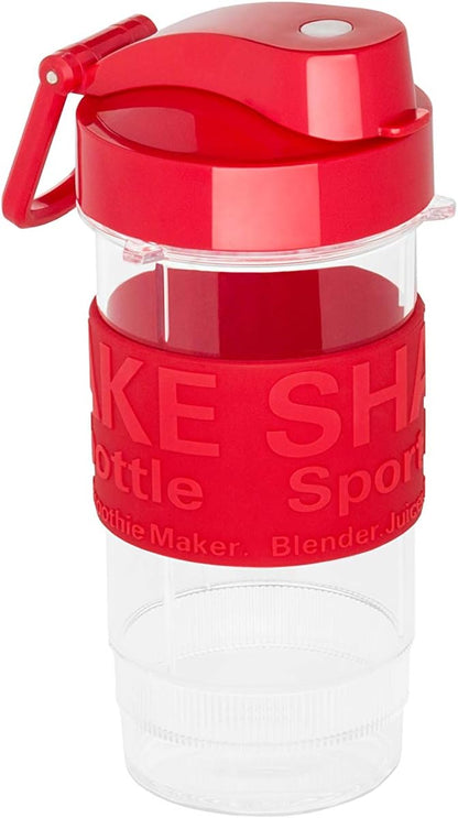 Personal 500-Watt Mini Blender and Smoothie Maker - Includes Grinder Cup, 2 Blender Bottles and Recipe Booklet, Red