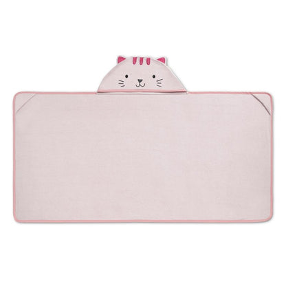 Delta Children Kids Hooded Bath Towel with Pockets - Super Soft and Absorbent- Great Gift for Boys and Girls, Pink Cat