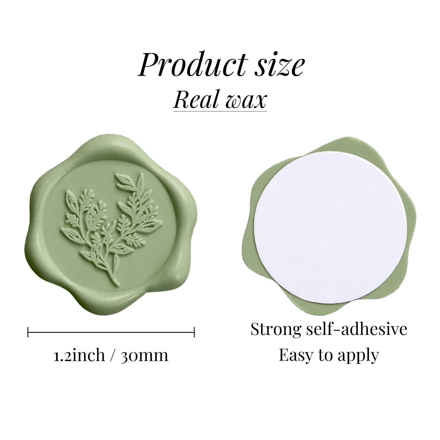 UNIQOOO Wax Seal Stickers - Eucalyptus Wedding Invitation Envelope Seal Stickers, 50 Pcs Self- Adhesive Sage Green Stickers, Perfect for Invitation, Christmas, Gift Wrapping