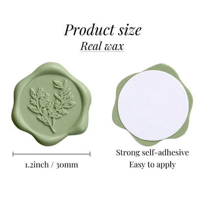 UNIQOOO Wax Seal Stickers - Eucalyptus Wedding Invitation Envelope Seal Stickers, 50 Pcs Self- Adhesive Sage Green Stickers, Perfect for Invitation, Christmas, Gift Wrapping