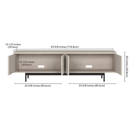 Henn&Hart Whitman, 70'' Rectangular TV Stand, Alder White