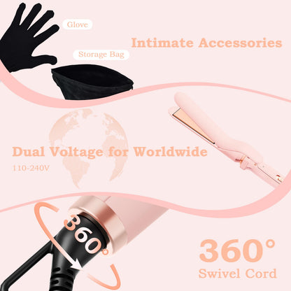 Birthday Gifts for Women, Ufree 5 in 1 Curling Iron with Interchangeable Ceramic Barrels (0.35"-1.25"), Curling Wand Set with Flat Iron Hair Straightener, Instant Heat Up, Dual Voltage Hair Curler