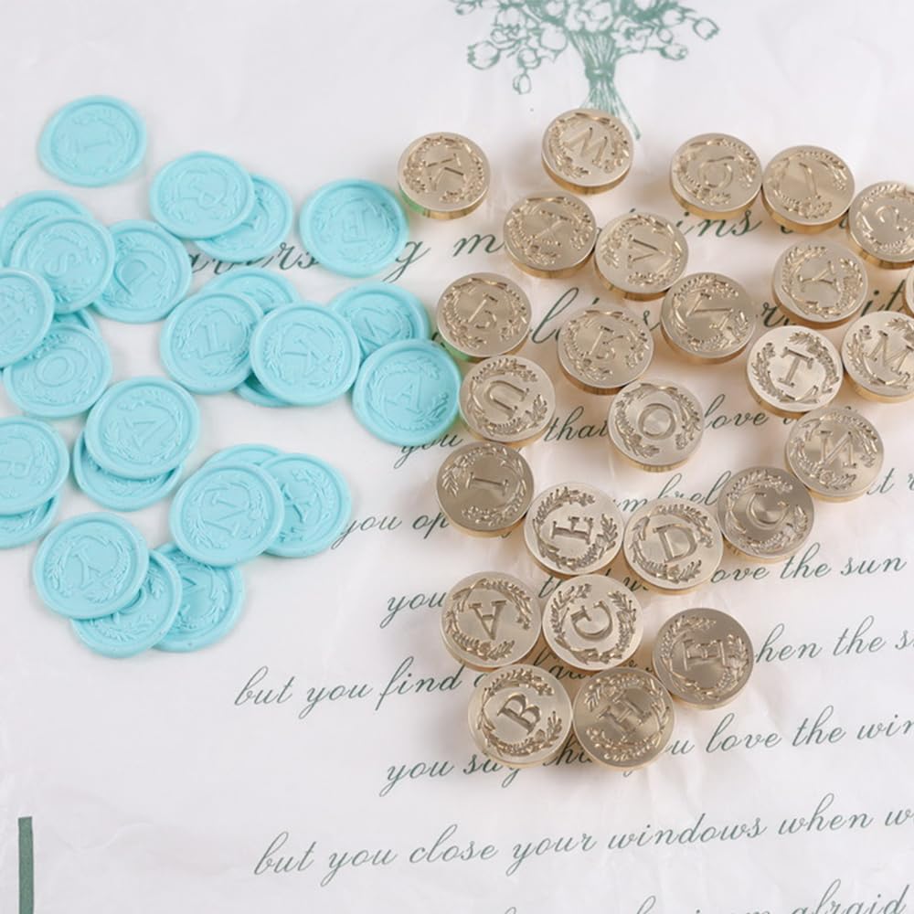 WUERLIN Elegant Initial L Wax Seal Kit,2pcs Exquisite Brass Stamp Heads with Eucalyptus & Flower Designs Ideal for Wedding Invitations Gift Wraps Envelopes and Christmas Cards (Alphabet L Kit)
