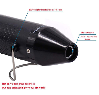 mofa Embossing Heat Pen,Mini Heat Gun,Hot Air Pen Tools Shrink Pen with Stand For DIY Embossing And Drying Paint Multi-Purpose Electric Heating Nozzle 150W 110V (Black,Black)