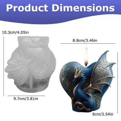 Dragon Candle Mold, 3D Heart Shape Animal Dinosaur Silicone Molds for Candle Making, Epoxy Resin Casting Molds for Handmade DIY Soap & Aromatherapy DIY Home Desk Decor