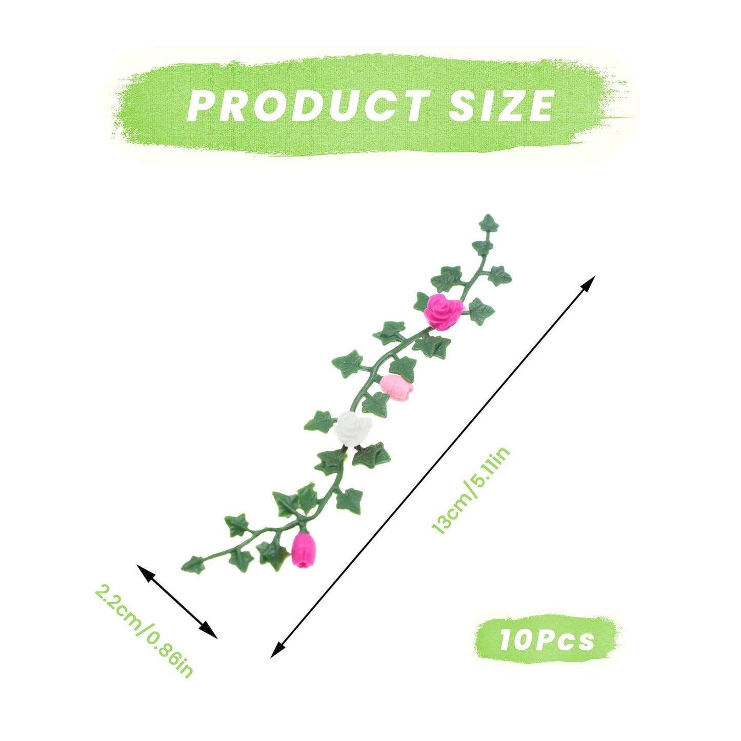 10pcs Miniature Rose Flower Vine, Miniature Grass Flower Tufts, Mini Flowers Vine, Miniature Plants for Fairy Garden Mini House Micro Landscape Decoration