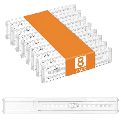 Casaverra Acrylic Drawer Dividers – Adjustable 11–20.8 Inch Expandable Deep Dresser Drawer Dividers – Clear Plastic Drawer Separators for Baby Clothes, Underwear, Kitchen & Office Storage.