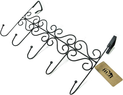 Huji Over The Door 5 Hooks Clothes Hanger for Coats, Hats, Belts - Storage Organizer (1 Pack)