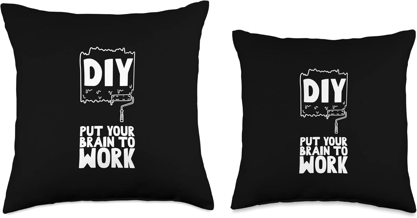 DIY Put Your Brain to Work Throw Pillow, 16x16, Multicolor
