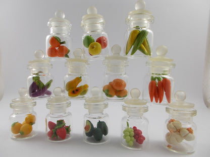 12 pc Lot of Miniature Fruit Food Vegetable Dollhouse Fruit in Mini Bottle Fruit Mix Collection