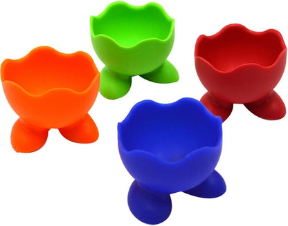 LABANCA 4 Pcs Silicone Soft Boiled Egg Holders, Rainbow Egg Cups, Perfect for Kitchen & Dining