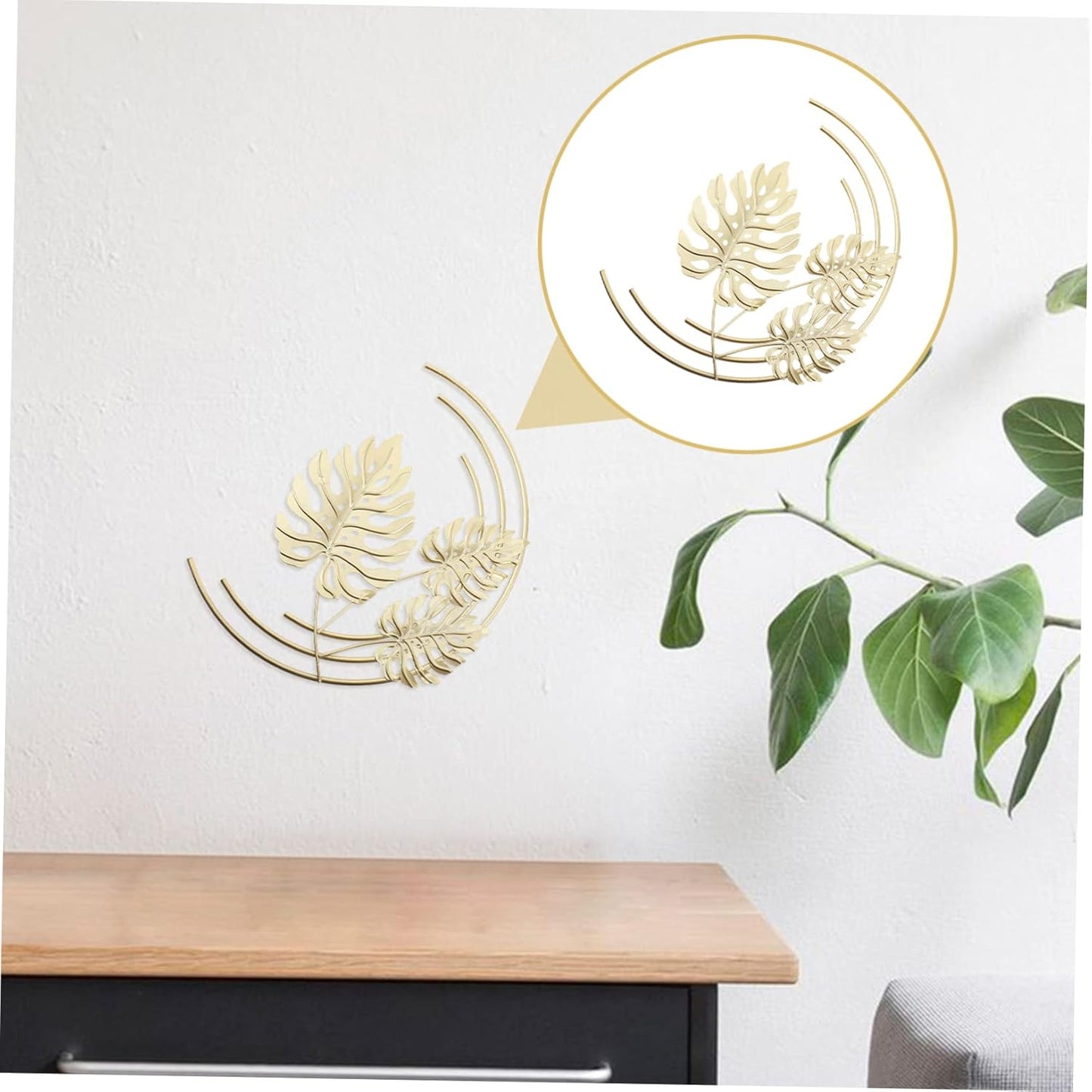 FUNOMOCYA Leaf Wall Hanging, Tropical Leaves Sculpture, Golden Palm Leaves Metal Wall Art Home Décor.