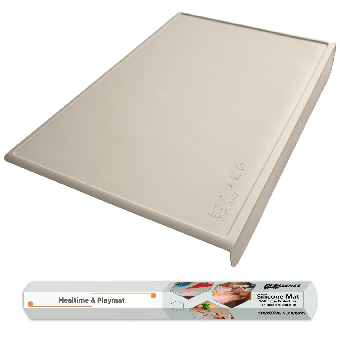 Silicone Craft Mat for Painting, PlayDoh and Art Projects with Angle-Protective Safety Edge – Toddlers & Kids Placemat – Non-Slip & BPA-Free Food Mat – 1.5mm Thick, 24"x16", Vanilla Cream