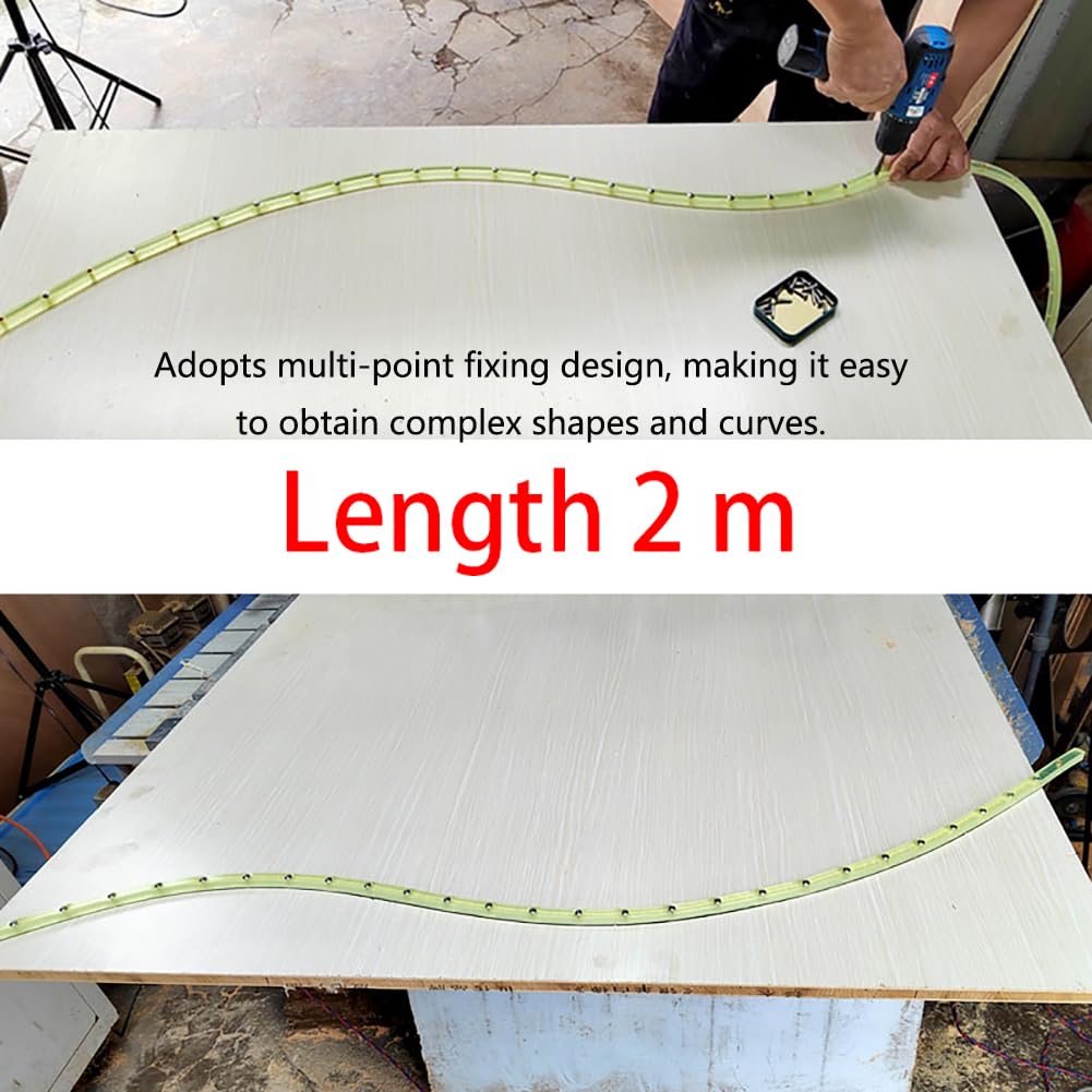 JCFANTS 78inch Flexible Curve Template, Router Template Woodworking Profiling Strip, Professional Contour Flexible Curve Tool Ideal for Wood Curve Pattern Making Tools (Green)