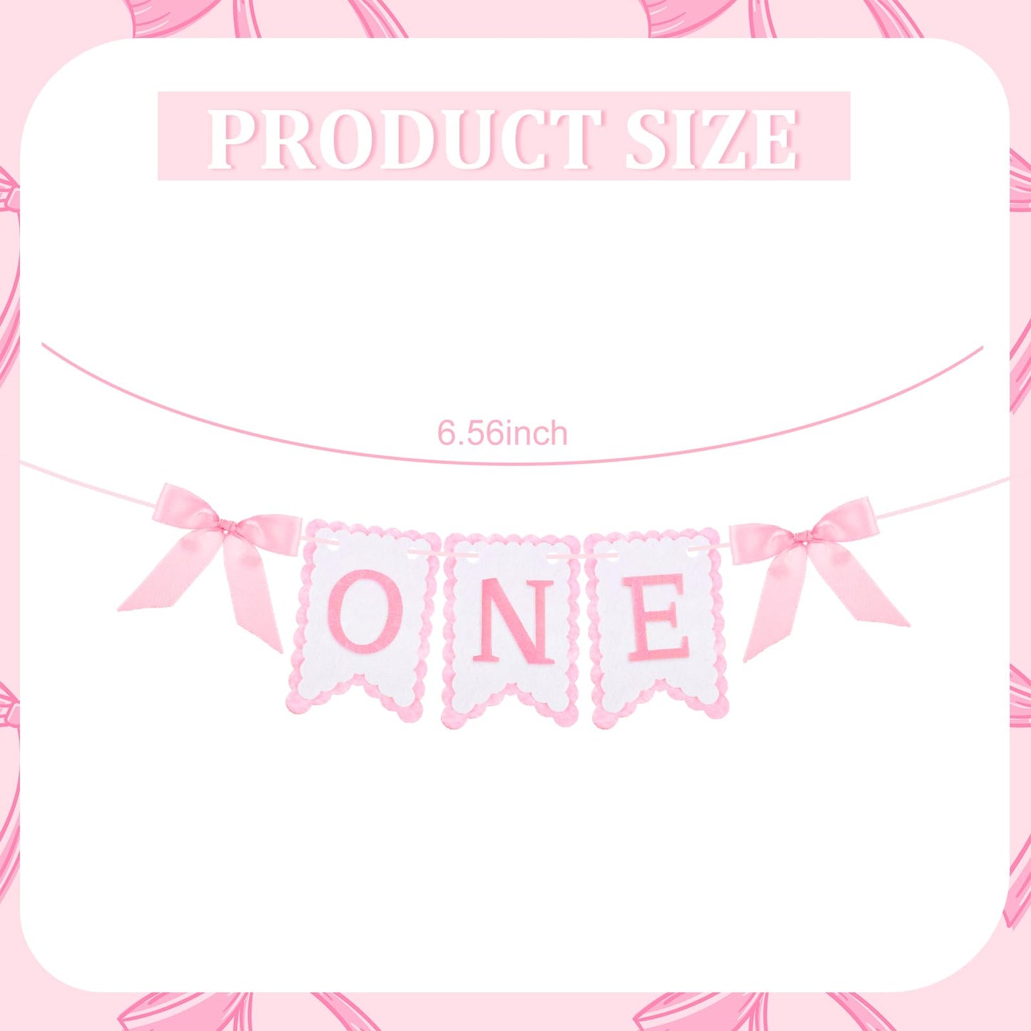 VitalCozy Pink One High Chair Banner for Girls Boys First Birthday High Chair Banner Sweet One Bow Floral Garland 1st Birthday Celebration Decorations (Classic)