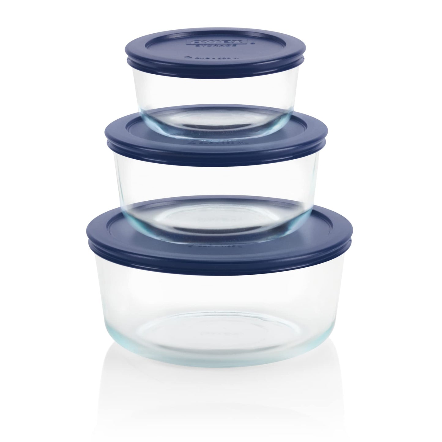 Pyrex Simply Store (3-Pack) Glass Food Storage Containers Set, (2, 4 & 7 Cup) Meal Prep Containers With Plastic BPA-Free Lids, Dishwasher & Microwave Safe
