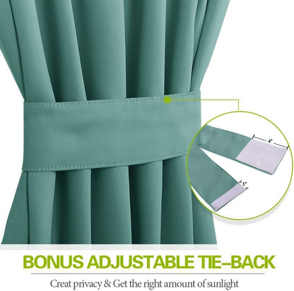 PONY DANCE Sidelight Door Curtain, Rod Pocket Blackout Panels for Sliding Glass French Door, 25 W x 72 L, Sea Teal