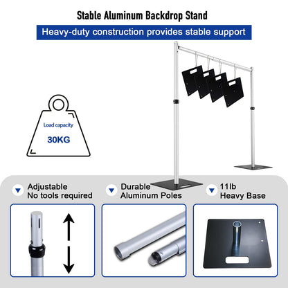 Hecis 12x12Ft Square Pipe and Drape Kit, 7-12' Tall x 7-12' Wide Square Adjustable Pipe and Drape Stand, Heavy Duty Backdrop Stand for Event, Party, Trade Shows and Wedding Decor