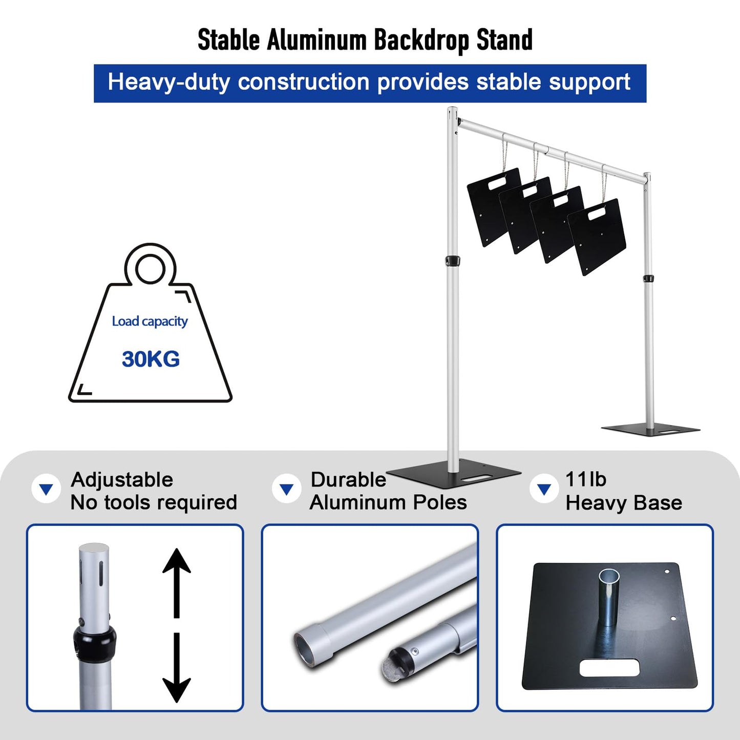 Hecis Heavy Duty Backdrop Stand, 10x10ft Pipe and Drape Stand Kit, Adjustable Arch Backdrop Stand, Back Drop Stand for Party Event, Trade Shows & Wedding Decor