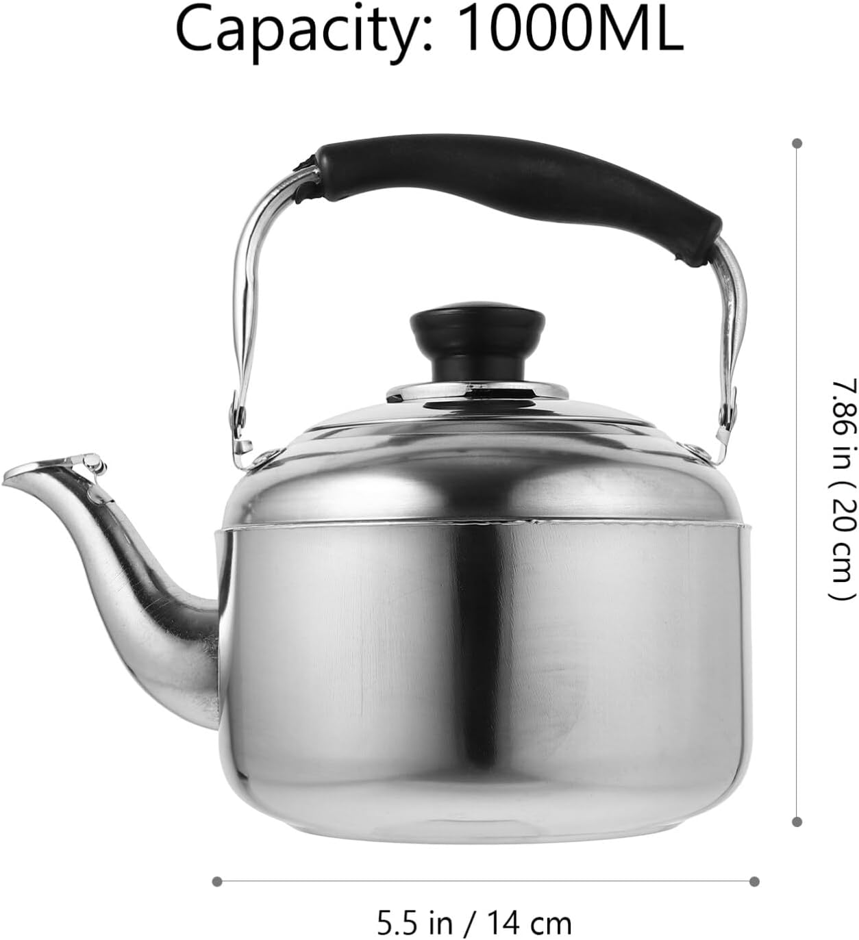 Alipis Stovetop Tea Kettle, 1.5L Stainless Steel Whistling Water Kettle with Cool Handle for Home, Kitchen, Cafe