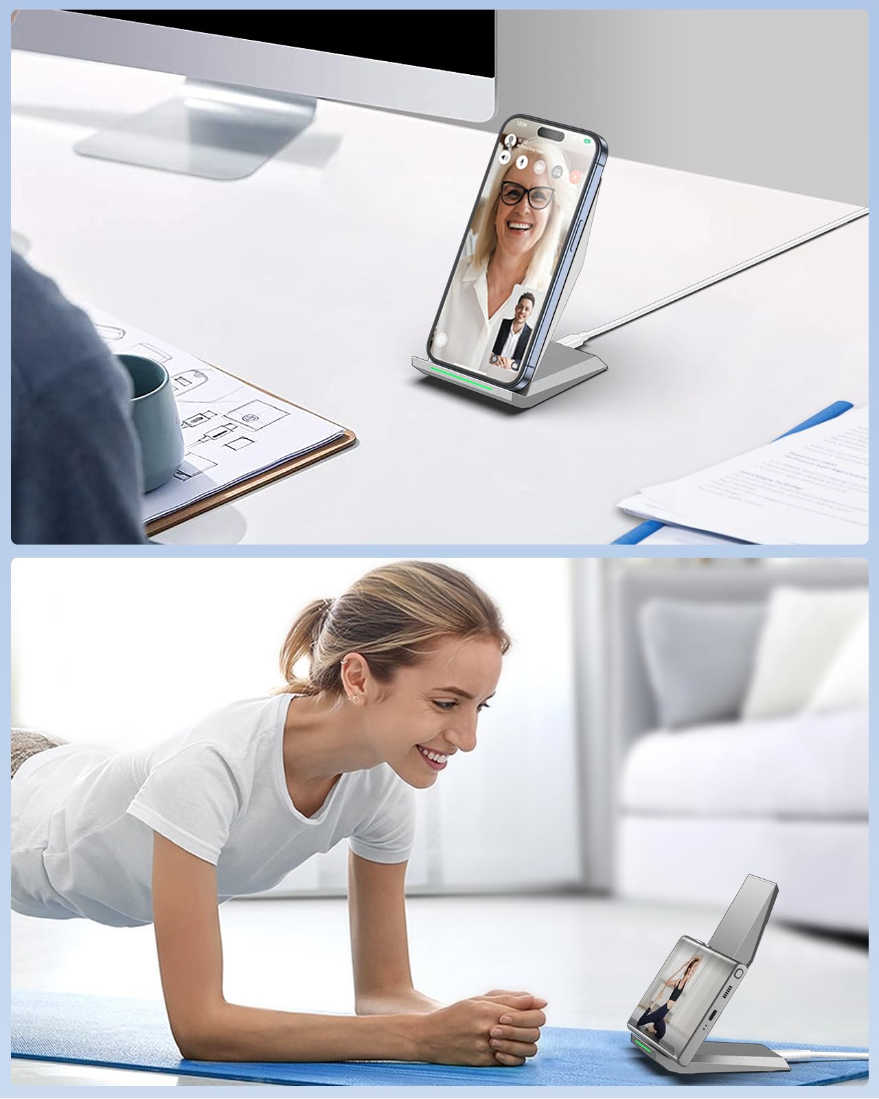 Fast Wireless Charger, [2 Pack] NANAMI Qi Certified Wireless Charging Stand Compatible iPhone 17/17 Air/17 Pro/17 Pro Max/16/15/14/13/12, Phone Charger for Galaxy S25/S24/S23/S22 and Qi-Enabled Phone