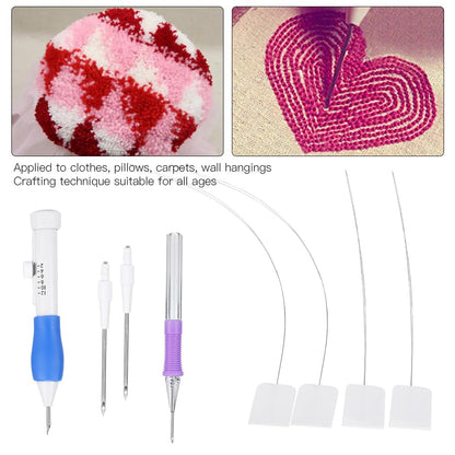 TROUVAILLE Punch Needle Tool, Embroidery Stitching Punch Needles Set, Embroidery Pen TPR Handle DIY Sewing Threading Device