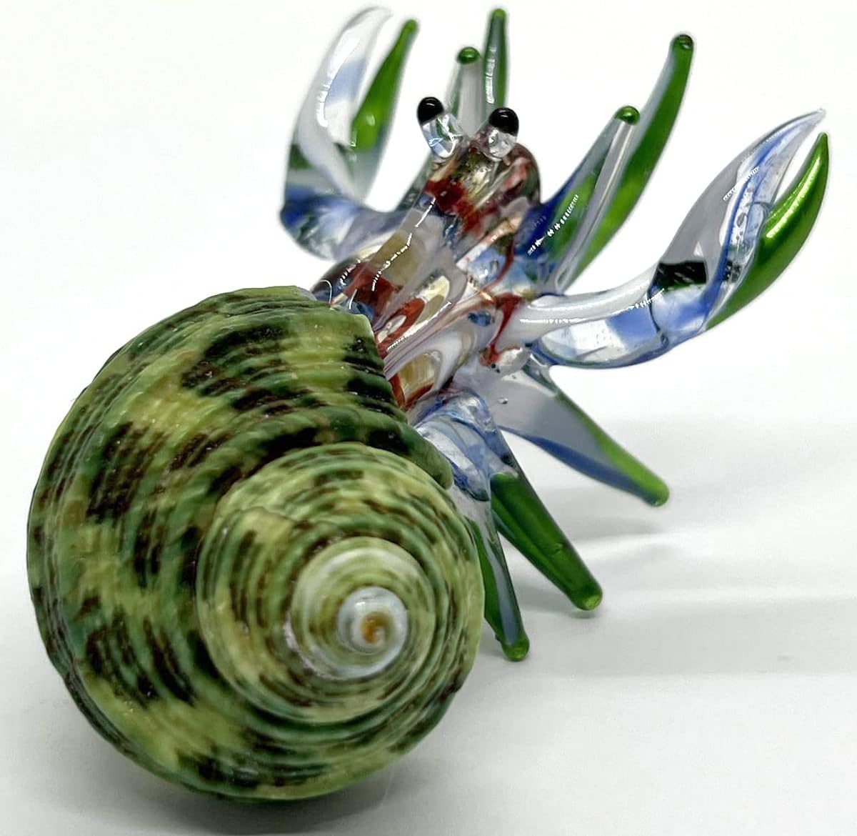 22k Seashell Hermit Crab Miniature Figurines Animals Hand Painted Blown Glass Art with Gold Trim Collectible Gift