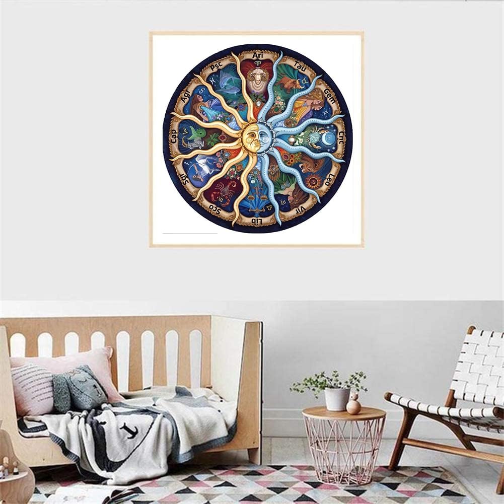 WEIYP 5D Diamond Painting Kits for Adults Full Drill The Twelve Constellations Embroidery Rhinestone Painting(22x22in)