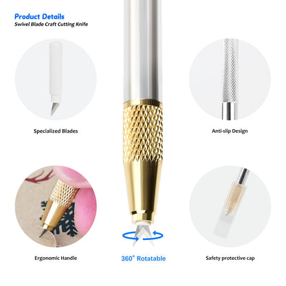 EHDIS 360° Swivel Blade Craft Knife – Precision Rotary Cutter for Intricate Designs | Effortless Curves on Paper, Vinyl, Model Making, Art, Working-Stencil, Crafting