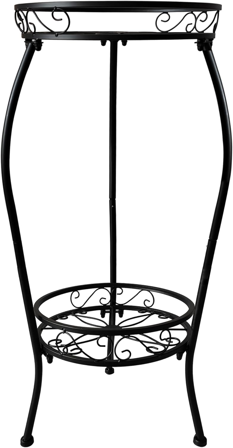 NOAMOO 2 28 inch Metal Plant Stand Tier Indoor Outdoor, Tall Flower Pot Shelf Rustproof Stable Heavy Duty Corner Stand