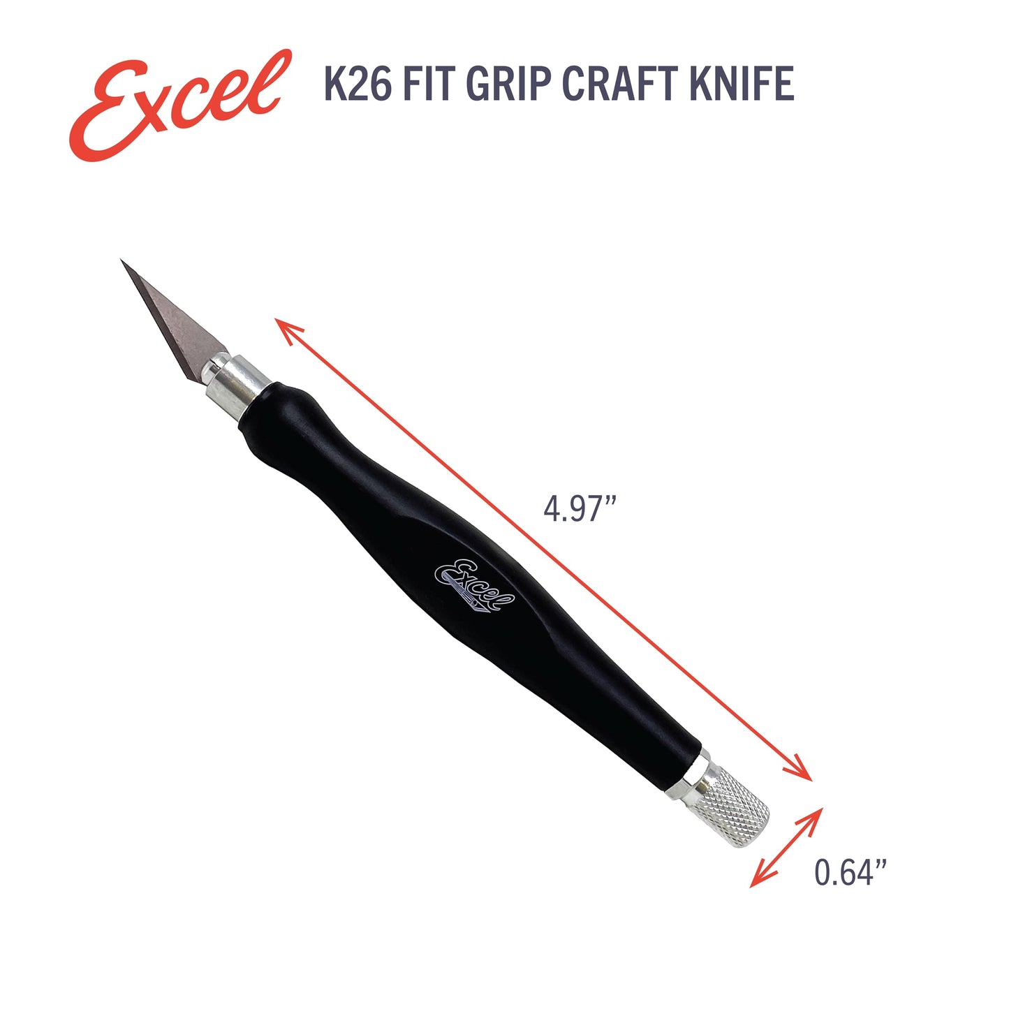 Excel Blades Fit Grip Craft Knife 3-Pack With #11 Ultra-Sharp Carbon Steel Angled Blade – Precision Hobby Knife with Contoured Rubberized Grip for DIY, Art Crafts – Black, Made in the USA