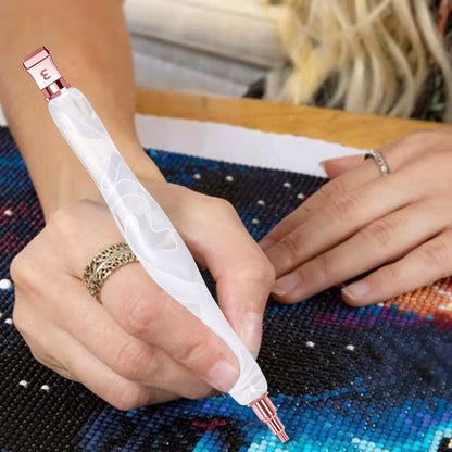 RaySoar Diamond Art Pens Diamond Art Tools Painting Pen with Screw Metal Tips Multi-Placer Tool Accessories for Adults Gem Rhinestone Picker Stylus White