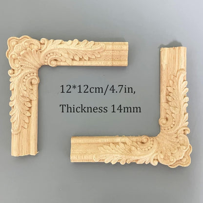 YOKIOU 4PCS 4.7 4.7in (4Corner4.7 4.7in) Decorative Wood Carved Corner Onlay Appliques * for Furniture Door Cabinet *