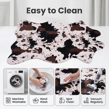 2'6"x3'7" (75x110cm) Cow Print Rug, Faux Fur Cowhide Area Rug for Living Room, Bedroom,Nursery Decor, Western Farmhouse