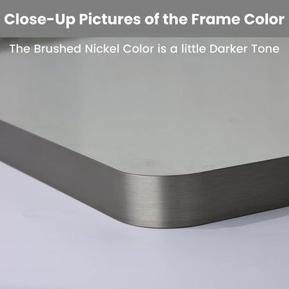 LOAAO Brushed Nickel Bathroom Mirror - 60X40 Inch Rounded Rectangle Design | Anti-Rust & Shatter-Proof
