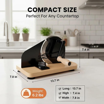 Manual Bread Slicer with Hand Crank - Adjustable Rotary Bread Cutter for Homemade Bread & Sourdough Rounds, Countertop German Style Stainless Steel Bread Slicer Machine & Loaf Slicer