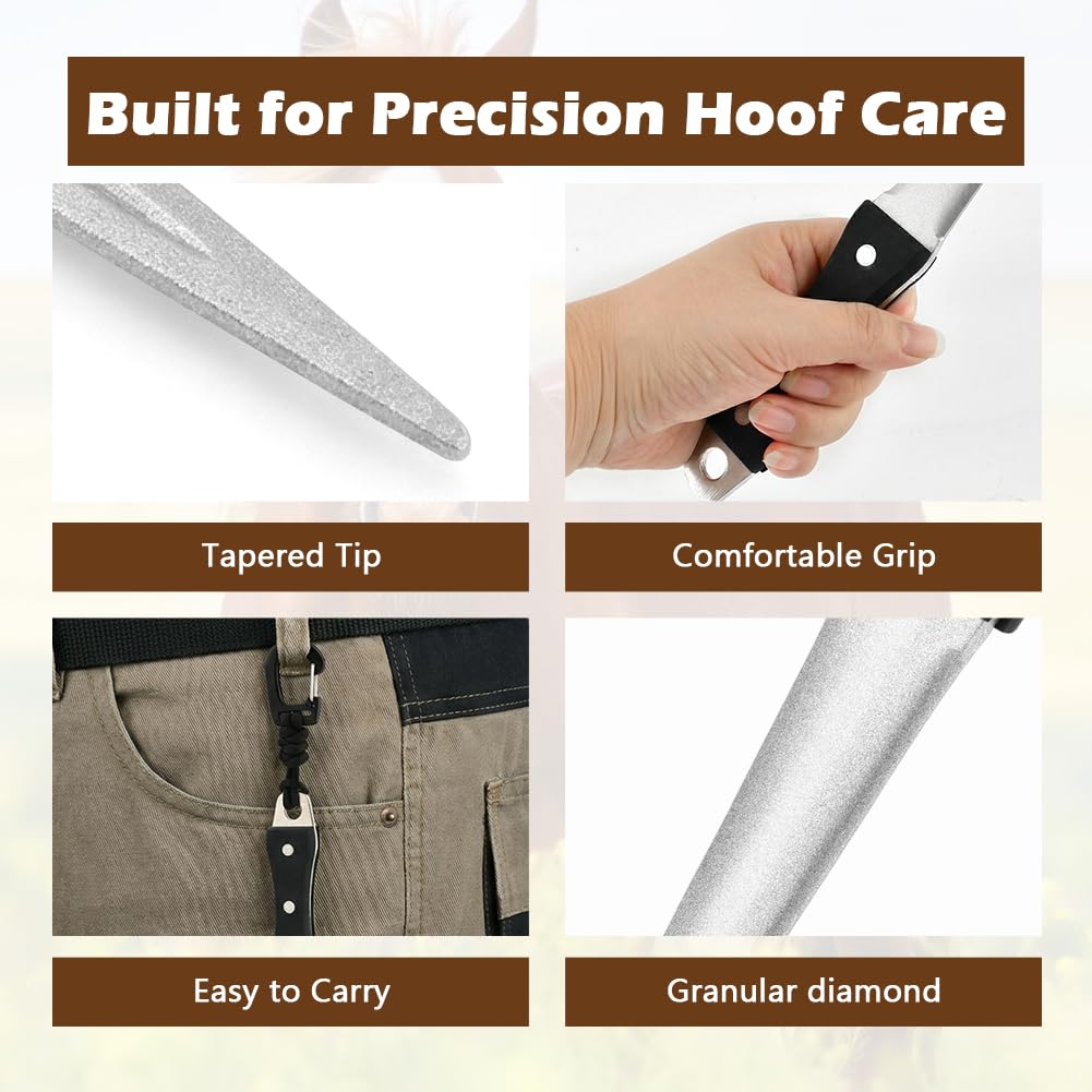Mellisore Hoof Knife Sharpener Honing Rod - 10 InchDiamond Coated Farrier Tool with Ergonomic Solid Wood Handle for Hoof Knives & Farm Knives