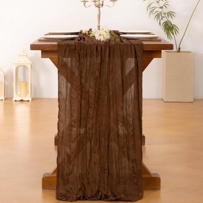 Socomi 10FT Brown Cheesecloth Table Runner - Rustic Boho Decor for Weddings & Events