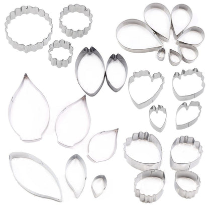 26Pcs Stainless Steel Gum Paste Flower and Leaf Cutter Set Fondant Flower Cookie Cutter Sugarcraft Making Tool for Wedding,Birthday Cake Decorating