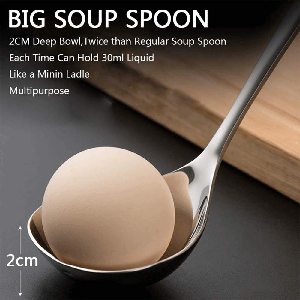 18/8 Stainless Steel Mini Ladle Deep Soup Spoon - 6.7inch (Pack of 4)