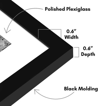 Americanflat 11x27 Picture Frame with Polished Plexiglass - Set of 2 - Use as 8x24 Frame with Mat or Display 11x27 Photo Without Mat - Galleria Collection - Picture Frames for Wall Display - Black