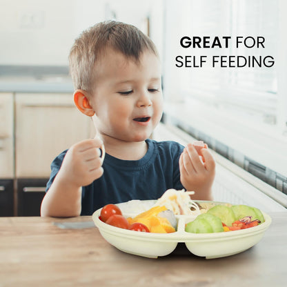 Cutebe 3 Pack Suction Plates for Baby Food Grade Silicone Baby Plates with Suction Microwave & Dishwasher Safe Toddler Plates Divided Design & Raised Edges Toddler Dishes for Feeding