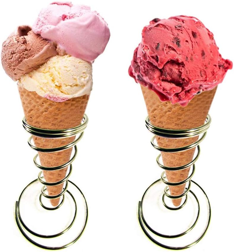 Stainless Steel Pizza Cone Holder Stand, Ice Cream Cone Holder (2 pcs)