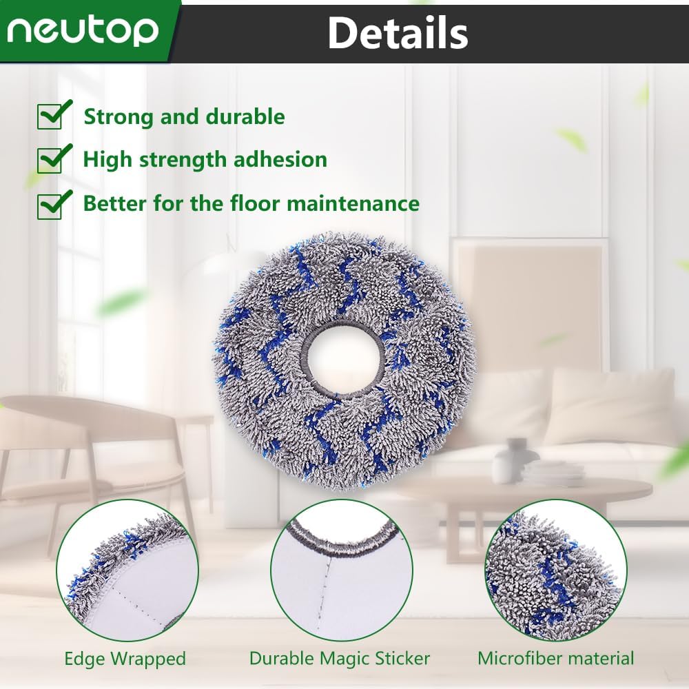 neutop Replacement Mopping Pads Microfiber Mop Cloths for Ecovacs Deebot X1 Turbo, 4-Pack