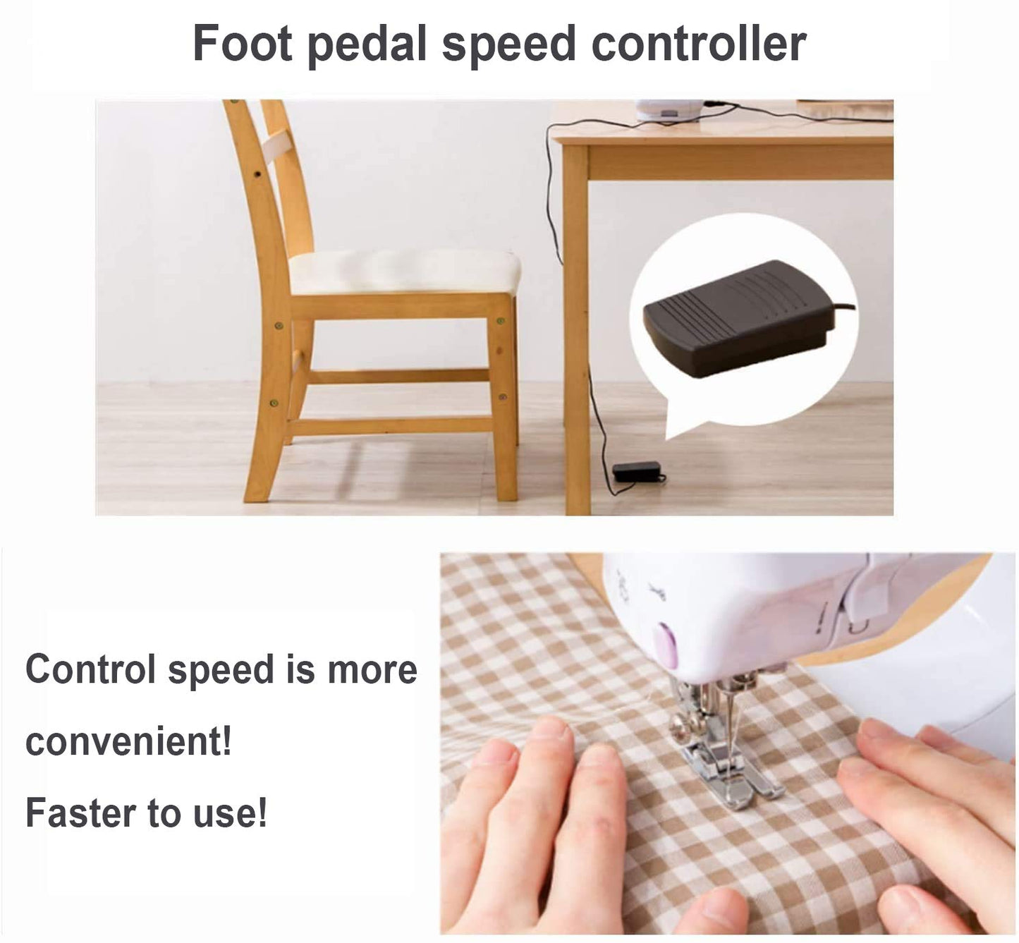 Dechow Sewing Machine for Beginners, Electric Mini Portable, 12 Built-in Stitches with Reverse Sewing, 2 Speeds Double Thread with Foot Pedal, Storage Bag, Cotton Fabric and Threads(Purple)